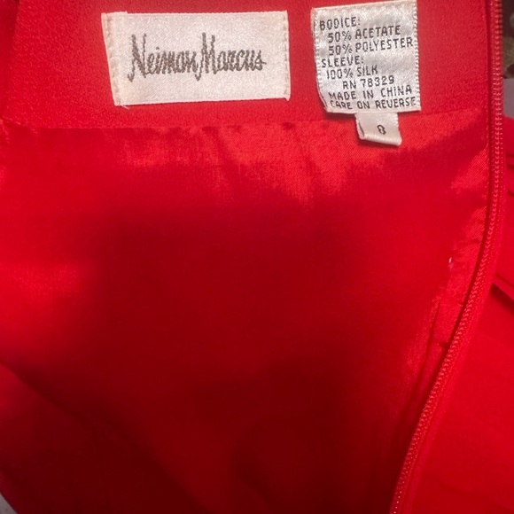 Bill Blass Vintage  Red Sheath Dress with Pleated Sleeves - Picture 12 of 12